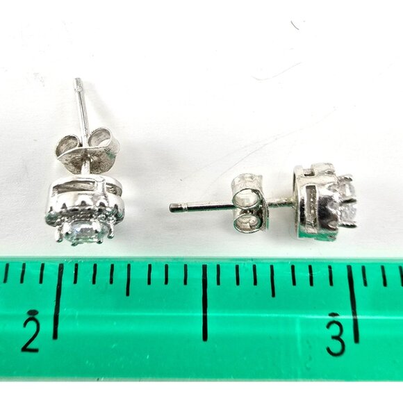 Sterling Silver Cubic Zirconia Halo Stud Earrings Perfect Elegant Gift LI629 - Picture 10 of 16